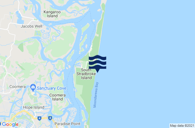 Mapa da tábua de marés em South Stradbroke, Australia