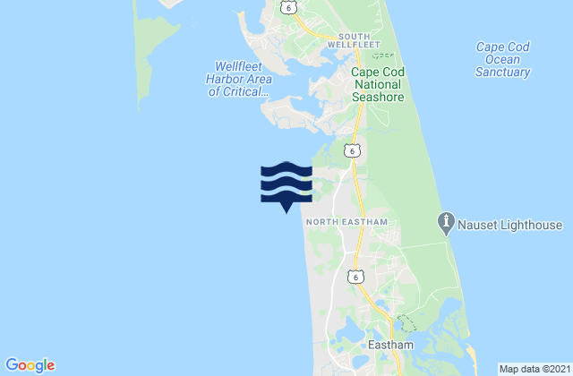 Mapa da tábua de marés em South Sunken Meadow Eastham, United States
