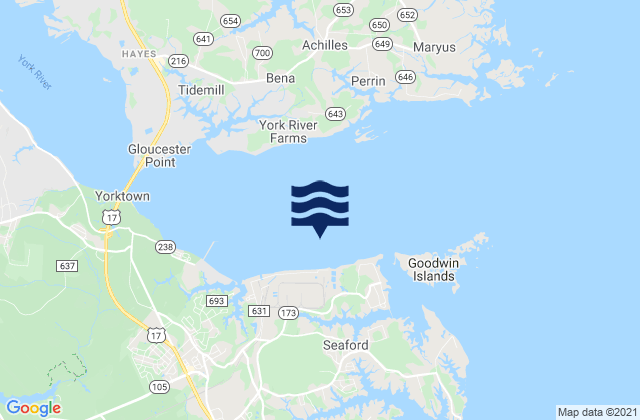 Mapa da tábua de marés em South edge of channel, United States