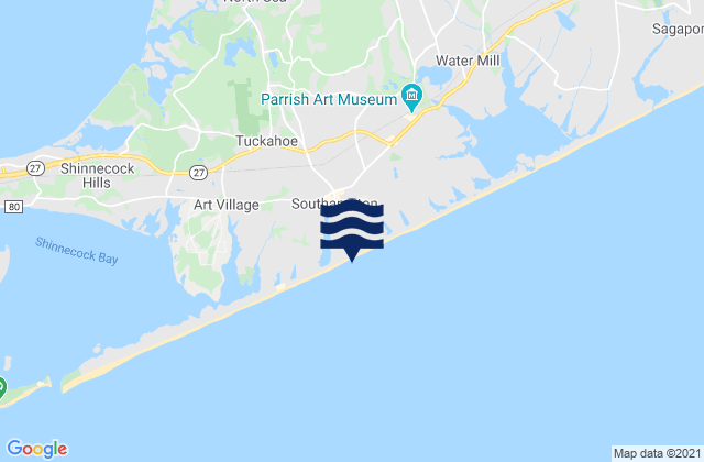 Mapa da tábua de marés em Southampton, United States
