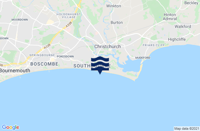 Mapa da tábua de marés em Southbourne, United Kingdom