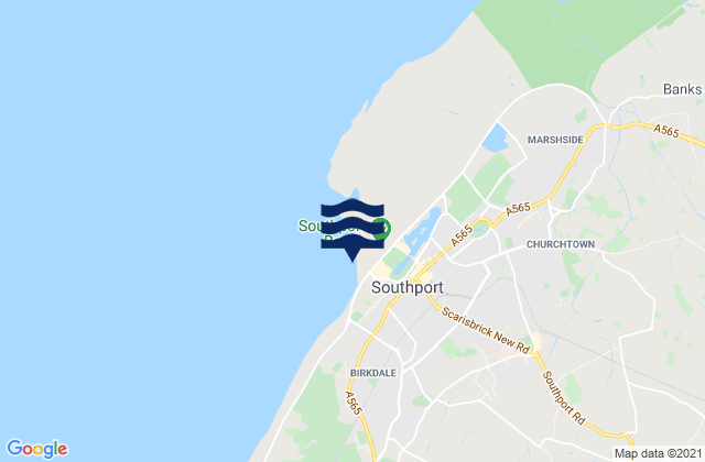 Mapa da tábua de marés em Southport Beach, United Kingdom