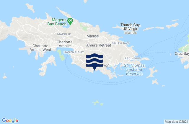 Mapa da tábua de marés em Southside, U.S. Virgin Islands