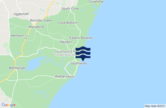 Mapa da tábua de marés em Southwold Beach, United Kingdom