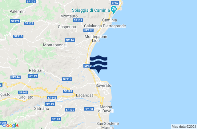 Mapa da tábua de marés em Soverato Superiore, Italy