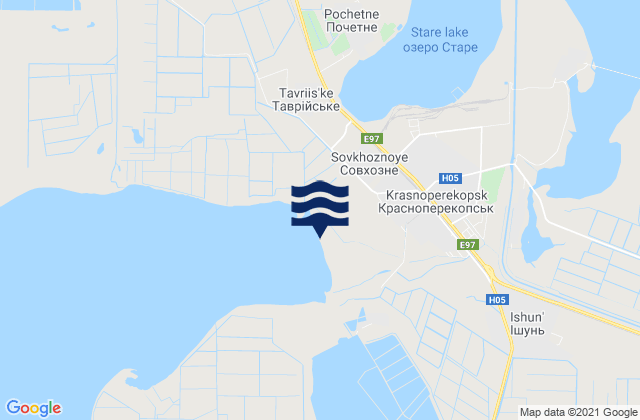 Mapa da tábua de marés em Sovkhoznoye, Ukraine