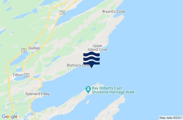 Mapa da tábua de marés em Spaniard's Bay, Canada