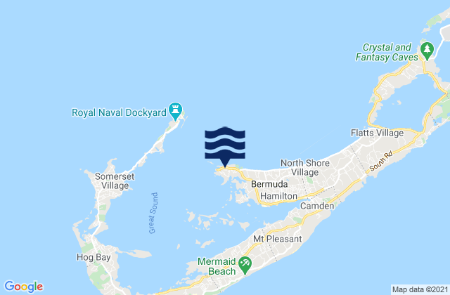 Mapa da tábua de marés em Spanish Point, Bermuda