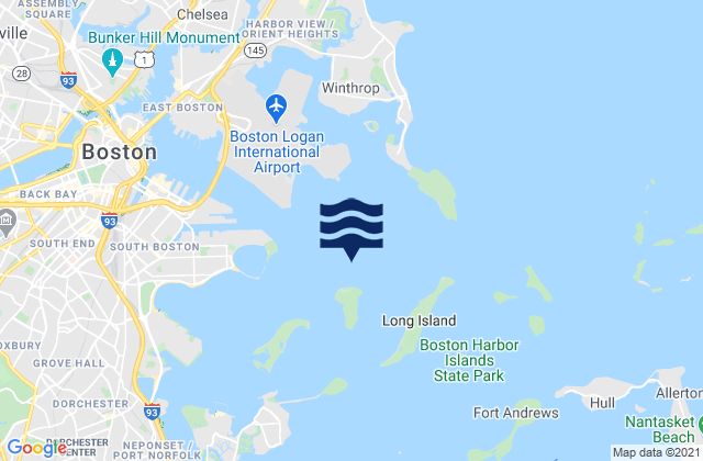 Mapa da tábua de marés em Spectacle Island 0.4nm north of, United States
