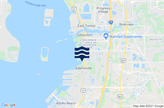 Mapa da tábua de marés em Spessard Holland, United States