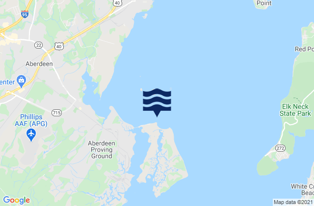 Mapa da tábua de marés em Spesutie Island channel north of, United States