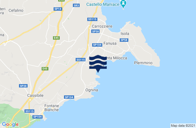 Mapa da tábua de marés em Spiaggia Arenella, Italy