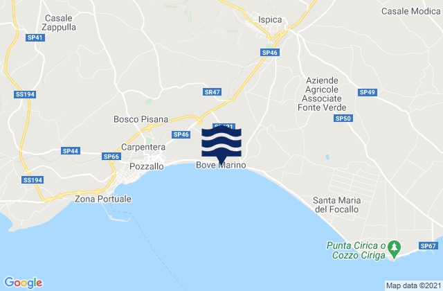 Mapa da tábua de marés em Spiaggia Bove Marino, Italy