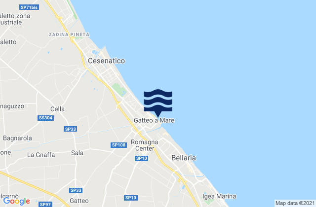 Mapa da tábua de marés em Spiaggia Gatteo a Mare, Italy