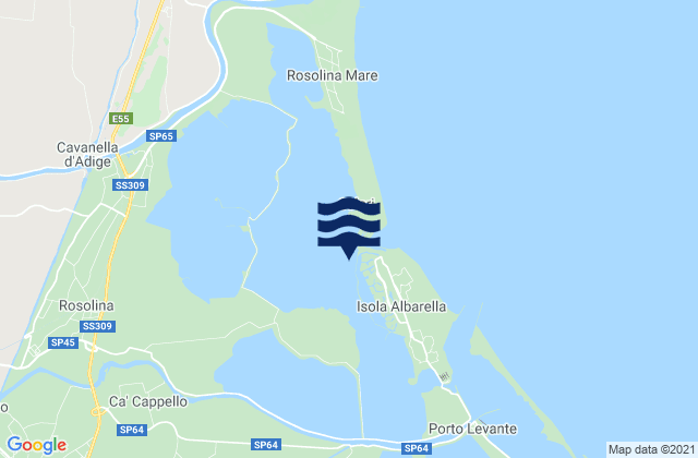 Mapa da tábua de marés em Spiaggia Libera Albarella, Italy