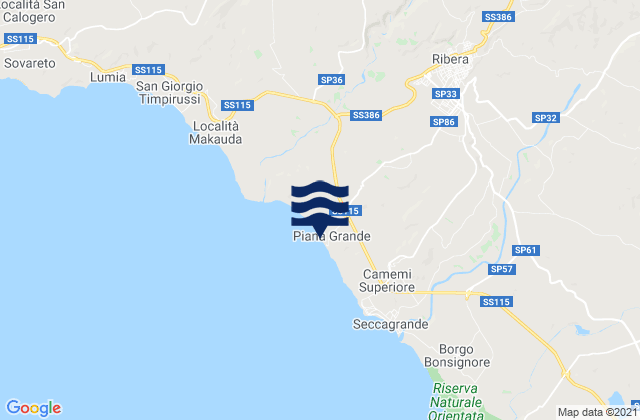 Mapa da tábua de marés em Spiaggia Piana Grande, Italy