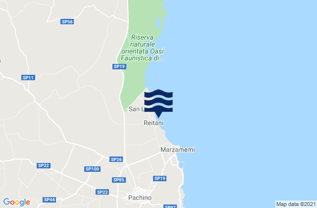 Mapa da tábua de marés em Spiaggia Reitani, Italy