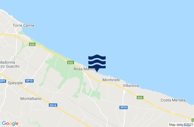 Mapa da tábua de marés em Spiaggia Rosa Marina, Italy