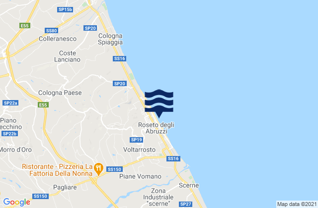 Mapa da tábua de marés em Spiaggia Roseto degli Abruzzi, Italy