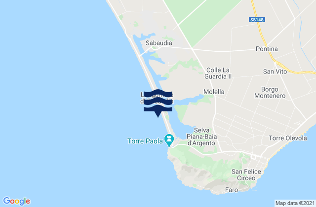 Mapa da tábua de marés em Spiaggia Sabaudia, Italy