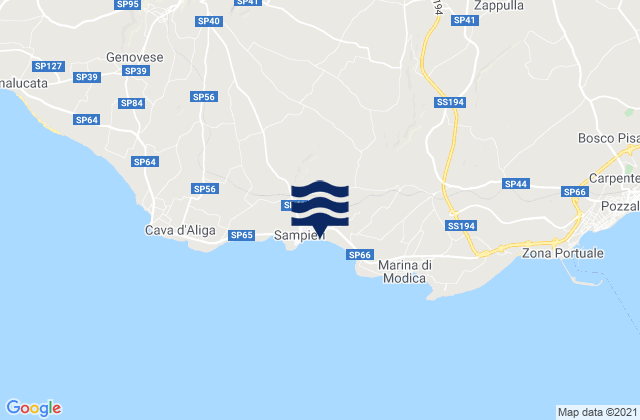 Mapa da tábua de marés em Spiaggia Sampieri, Italy