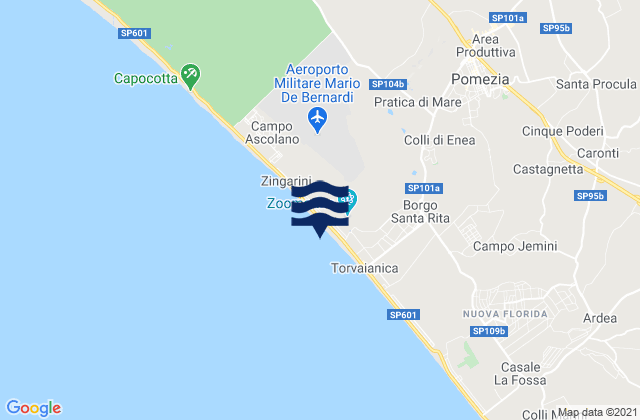 Mapa da tábua de marés em Spiaggia Torvaianica, Italy