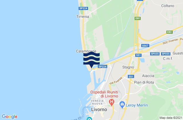 Mapa da tábua de marés em Spiaggia Verruca, Italy