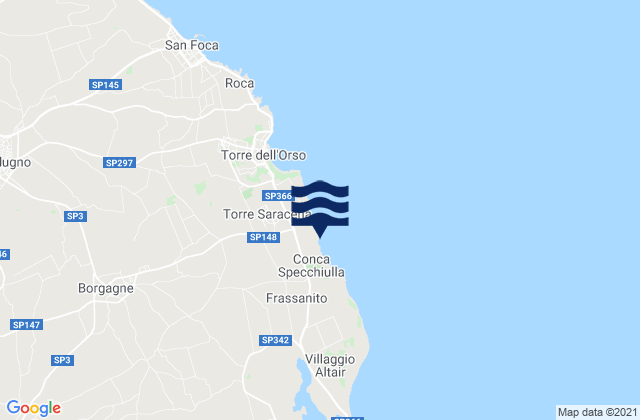 Mapa da tábua de marés em Spiaggia della Punticeddha, Italy