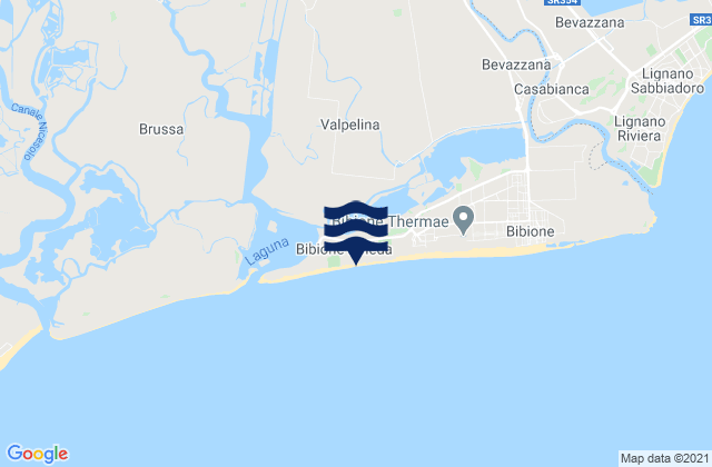 Mapa da tábua de marés em Spiaggia di Bibione Pineda, Italy