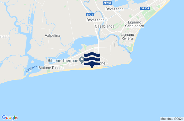 Mapa da tábua de marés em Spiaggia di Bibione, Italy