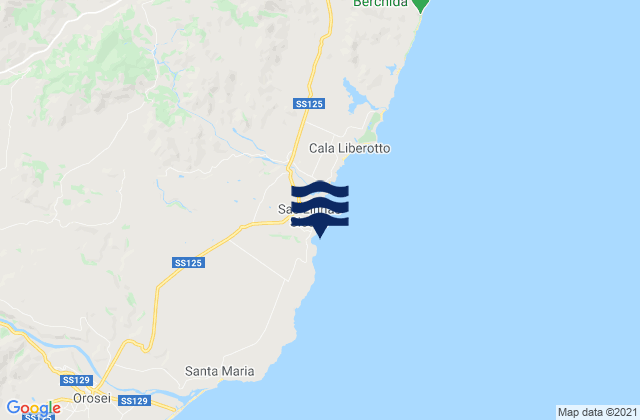 Mapa da tábua de marés em Spiaggia di Cala Liberotto, Italy