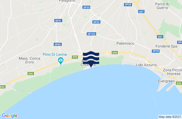 Mapa da tábua de marés em Spiaggia di Chiatona, Italy