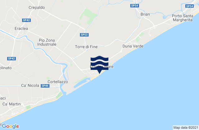 Mapa da tábua de marés em Spiaggia di Eraclea Mare, Italy