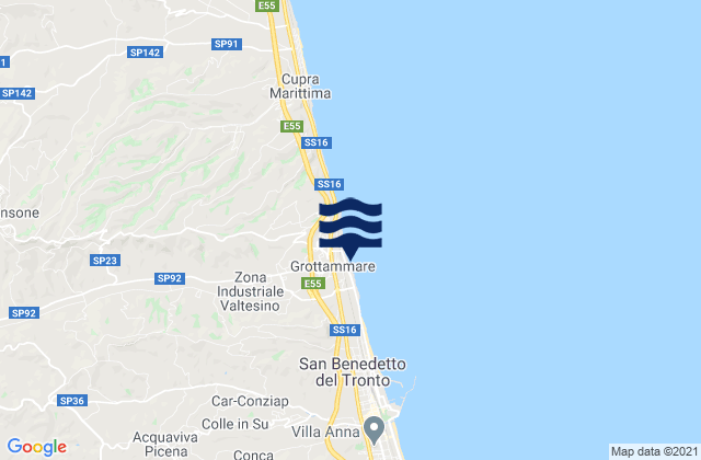 Mapa da tábua de marés em Spiaggia di Grottammare, Italy