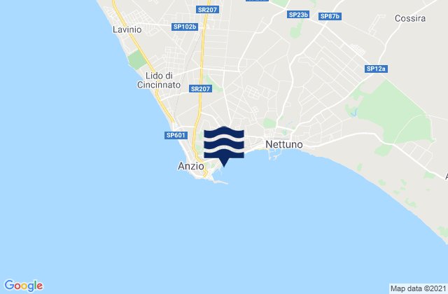 Mapa da tábua de marés em Spiaggia di Lavinio, Italy