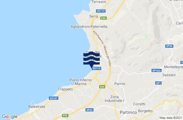 Mapa da tábua de marés em Spiaggia di Salvina, Italy