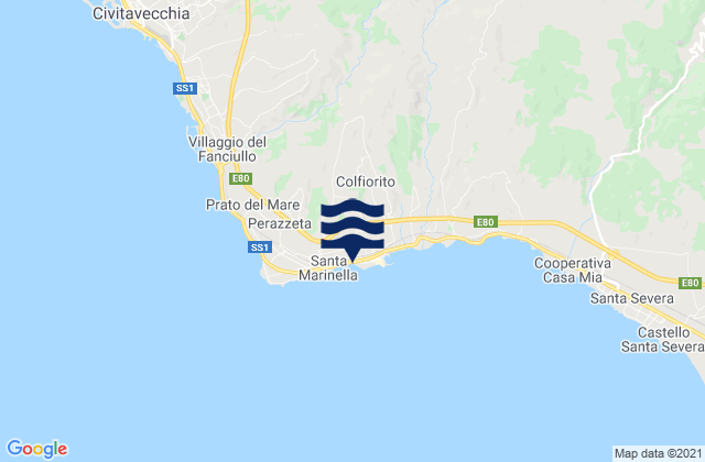 Mapa da tábua de marés em Spiaggia di Santa Marinella, Italy
