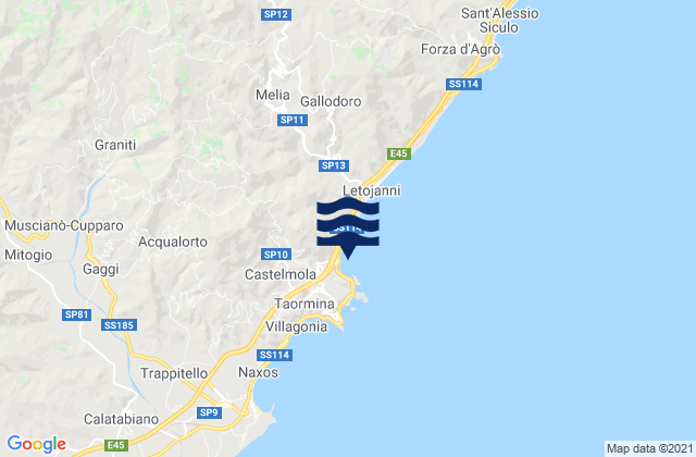 Mapa da tábua de marés em Spiaggia di Spisone, Italy