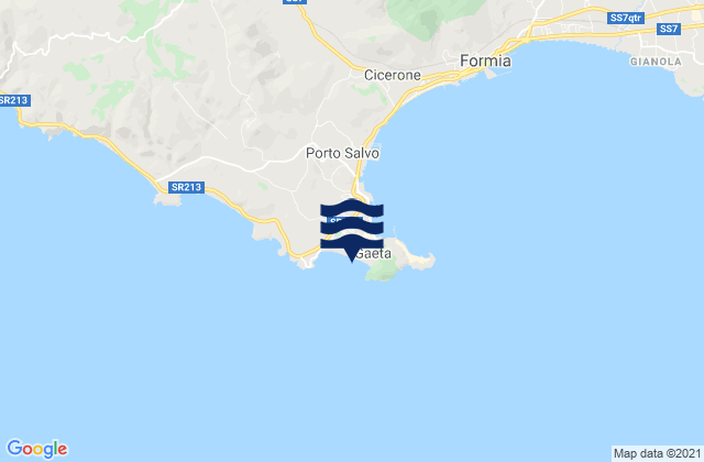 Mapa da tábua de marés em Spiaggia di Sèrapo, Italy