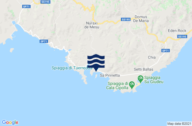 Mapa da tábua de marés em Spiaggia di Tuerredda, Italy