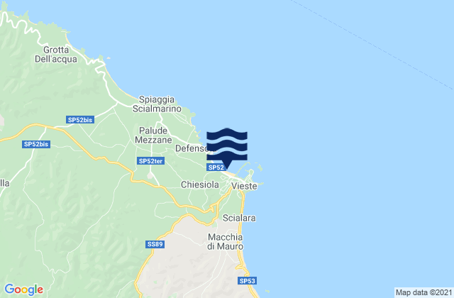Mapa da tábua de marés em Spiaggia di Vieste, Italy