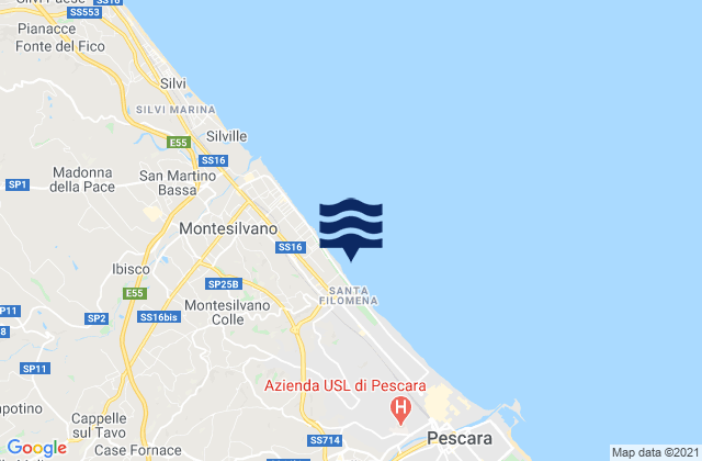 Mapa da tábua de marés em Spoltore, Italy