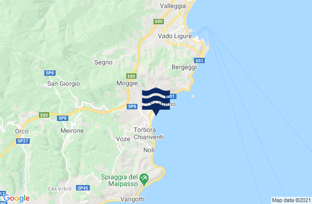 Mapa da tábua de marés em Spotorno, Italy