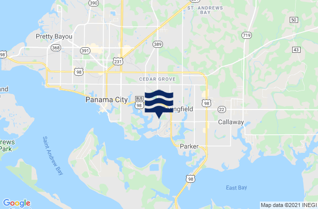 Mapa da tábua de marés em Springfield, United States