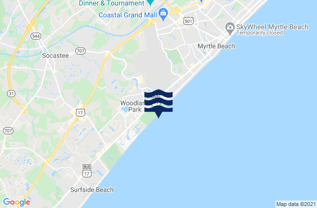 Mapa da tábua de marés em Springmaid Beach, United States