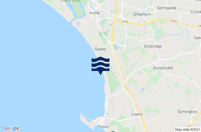 Mapa da tábua de marés em Springside, United Kingdom