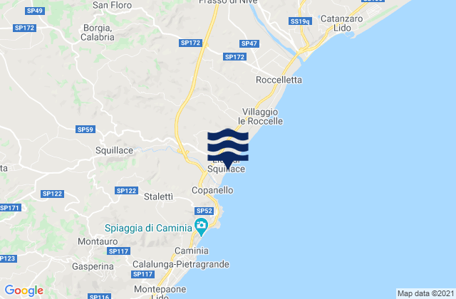 Mapa da tábua de marés em Squillace Lido, Italy