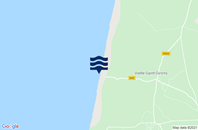 Mapa da tábua de marés em St-Girons Plage, France