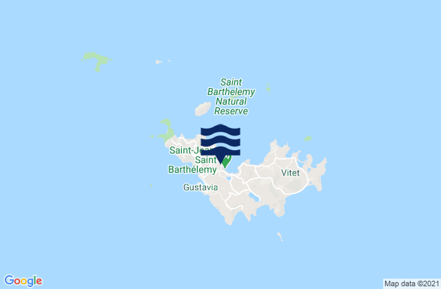 Mapa da tábua de marés em St-Jean, U.S. Virgin Islands