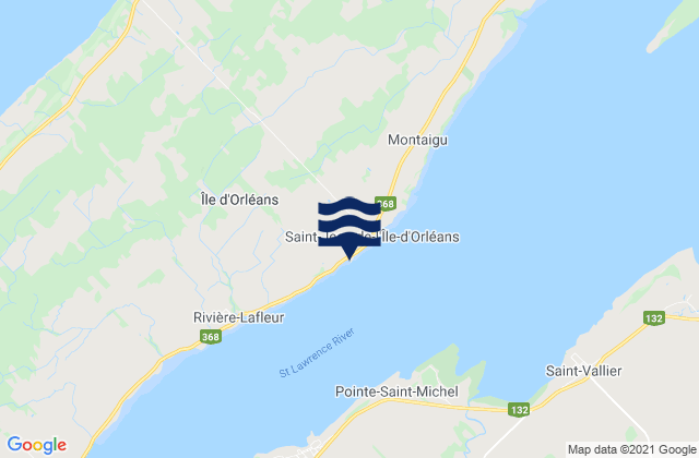 Mapa da tábua de marés em St-Jeanio, Canada